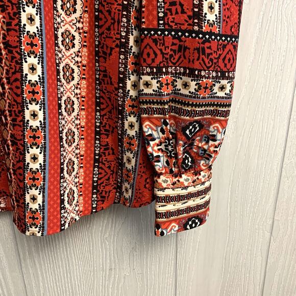 LOFT Red Print Tie Back Long Sleeve Top XS NWT - Picture 5 of 8